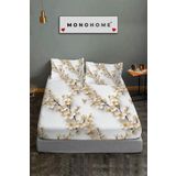 MonoHome %100 Pamuk Percale Lastikli Çarşaf Özel Tasarım 5d Dijital 60 Tel Jasmin