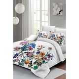 Monohome 200x220 cm Beyaz Flower Mix Çift Kişilik 3D Pamuk Saten Nevresim Takımı