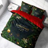 Monohome 200x220 cm Kırmızı Yeşil Yılbaşı Süsü Merry Christmas Pamuk Çift Kişilik 3D Nevresim Takımı