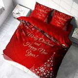 Monohome 200x220 cm Kırmızı Yılbaşı Süsü Merry Christmas Pamuk Çift Kişilik 3D Nevresim Takımı