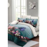 MONOHOME Anneler Günü Çift Kişilik Nevresim Takımı Pamuk Saten Blue Butterfly, MONOHOME33514