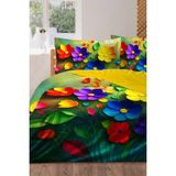Monohome Anneler Günü Premium Renkli Çiçek Desenli Pamuk Saten Nevresim Takımı – Çift Kişilik - 200 x 220 cm