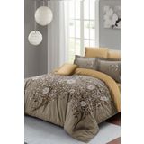 Monohome Autumn Brown 3d Pamuk Saten Çift Kişilik Nevresim Takımı