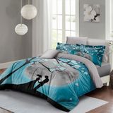 Monohome Blue Dream 200x220 cm Mavi Sevgililer Günü Pamuk Saten Çift Kişilik Nevresim Takımı