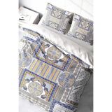 Monohome Blue Patchwork 3d Pamuk Saten Çift Kişilik Nevresim Takımı