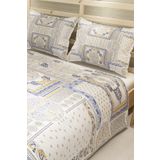 Monohome Blue Patchwork Jakar Dokuma Pamuklu 3D Dijital Baskı Pike Takım