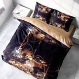 Monohome Brown Lotus 3d Pamuk Saten Çift Kişilik Nevresim Takımı