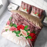 Monohome Brown & Rose 3D Pamuk Saten Çift Kişilik 200x220 cm Nevresim Takımı