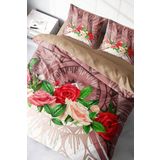 Monohome Brown Roses 3D Çift Kişilik King Size Nevresim Takımı