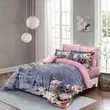 Monohome Çiçekli Bahar Çift Kişilik Nevresim Takımı 3D Pamuk Saten - 200 x 220 cm - Pembe