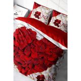 MONOHOME Çift Kişilik 3D Dijital Baskılı Pamuk Saten Nevresim Takımı - Heart Rose Kırmızı, monohome7983HF