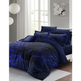 Monohome Çift Kişilik 3D Tasarım Blue Night Nevresim Takımı Lacivert Desenli Sık Dokuma Pamuk Saten - Standart