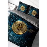 MONOHOME Çift Kişilik Bitcoin Desenli Pamuk Saten Nevresim Takımı, monohome19594