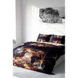 MONOHOME Çift Kişilik Kahverengi Lotus Desenli 3D Dijital Baskılı Nevresim Takımı, monohome18771HF