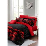 MONOHOME Çift Kişilik Lastikli Çarşaflı Sevgililer Günü Nevresim Takımı Pamuk Saten Black Rose, monohome64129
