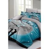 MONOHOME Çift Kişilik Lastikli Çarşaflı Sevgililer Günü Nevresim Takımı Pamuk Saten Blue Dream, monohome65928