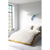 MONOHOME Çift Kişilik Mermer Desenli 3D Dijital Baskılı Nevresim Takımı, Beyaz-Gold, monohome4074HF