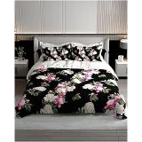 MONOHOME Çift Kişilik Nevresim Takımı Özel Dokuma Pamuk Saten 3D Digital Black Flower, monohome 18214HF