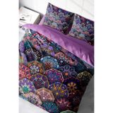 MONOHOME Çift Kişilik Nevresim Takımı Özel Dokuma Pamuk Saten 3D Digital Ethnic Purple, monohome19921HF