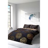 MONOHOME Çift Kişilik Nevresim Takımı Özel Dokuma Pamuk Saten 3D Digital Gold Black Circle, monohome7921HF