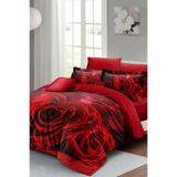 MONOHOME Çift Kişilik Nevresim Takımı Özel Dokuma Pamuk Saten 3D Digital Roses Love Heart, MONOHOME69803