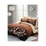 MONOHOME Çift Kişilik Nevresim Takımı Pamuk Saten 3D Digital Copper Rose Bej, monohome2288