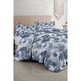 MONOHOME Çift Kişilik Pamuk Saten Nevresim Takımı Palm Indigo, MONOHOME33910