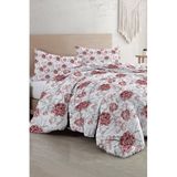 MONOHOME Çift Kişilik Pamuk Saten Nevresim Takımı Shadow Flowers Red, MONOHOME33965