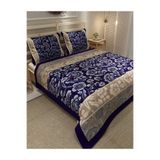 MONOHOME Çift Kişilik Pike Takımı Lacivert Sarmaşık Desenli Jakar Dokuma 220x240, pike4375