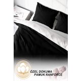 Monohome Deluxe Çift Taraflı Pamuk Ranforce Siyah Beyaz 200x220 cm Çift Kişilik Nevresim Takımı