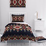 Monohome Ethnic Geometric 3D Pamuk Saten Nevresim Takımı Tek Kişilik
