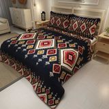 Monohome Ethnic Geometric Jakar Dokuma Pamuklu 3D Dijital Baskı Pike Takımı