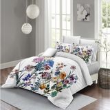 Monohome Flower Mix Çift Kişilik Nevresim Takımı 3D Pamuk Saten - 200 x 220 cm - Beyaz
