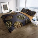 Monohome Gold Black Circle 3D Renkli Çift Kişilik 200x220 cm Nevresim Takımı