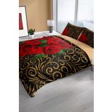 Monohome Gold & Roses 3D Pamuk Saten Çift Kişilik 200x220 cm Nevresim Takımı