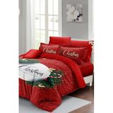 MONOHOME Green Christmas Noel Özel Dokuma Pamuk Saten 3D Çift Kişilik Nevresim Takımı, monohome1191YB