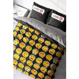 Monohome I Love Emoji 3D Pamuk Saten Renkli Çift Kişilik 200x220 cm Nevresim Takımı