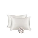 MONOHOME İpek Saten Yastık Kılıfı 2'li Set 50x70cm Saten Tokalı Krem, monohome41748