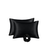 MONOHOME İpek Saten Yastık Kılıfı 2'li Set 50x70cm Saten Tokalı Siyah, monohome41748