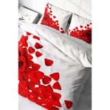 MONOHOME King Size Beyaz Güller 3D Pamuk Saten Çift Kişilik Nevresim Takımı, monohome47269