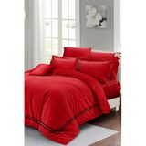 MONOHOME King Size Çift Kişilik Kırmızı Pamuk Saten Nevresim Takımı 220x240cm, monohome43681