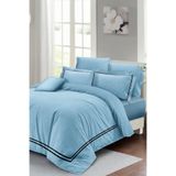 MONOHOME King Size Çift Kişilik Nevresim Takımı Luxury Pamuk Saten Mavi, monohome43674