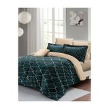 MONOHOME King Size Çift Kişilik Nevresim Takımı Pamuk Saten 220x240cm Yeşil-Kahve, monohome42844