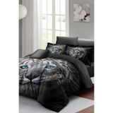 MONOHOME King Size Pamuk Saten Çift Kişilik Nevresim Takımı Blue Leopard, monohome67892