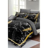 MONOHOME King Size Pamuk Saten Nevresim Takımı Dark Marble 220x240cm, monohome43698