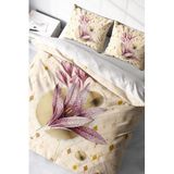 MONOHOME King Size Pembe Zambak 3D Pamuk Saten Çift Kişilik Nevresim Takımı, monohome18245
