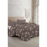 MONOHOME King Size Retro Çiçek Desenli Lüks Çift Kişilik Pamuk Saten Nevresim Takımı, monohome44312