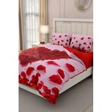 MONOHOME King Size Sevgililer Günü Çift Kişilik Nevresim Takımı 3D Gül Desenli Pamuk Saten, monohome42950