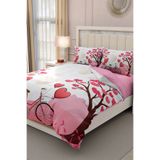 MonoHome Kıng Sıze Sevgililer Günü Çift Kişilik Nevresim Takımı%100 Pamuk Saten Dilek Ağacı 220x240cm