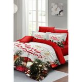 MONOHOME King Size Yılbaşı Nevresim Takımı Pamuk Saten Noel Çift Kişilik 220x240cm, monohome44169